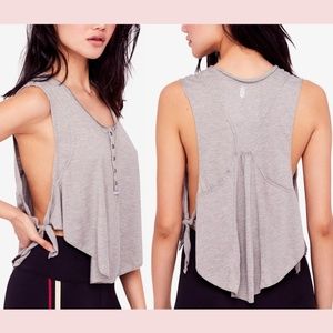 FP Movement by Free People Heather Gray Side-Tie Flow Tank
